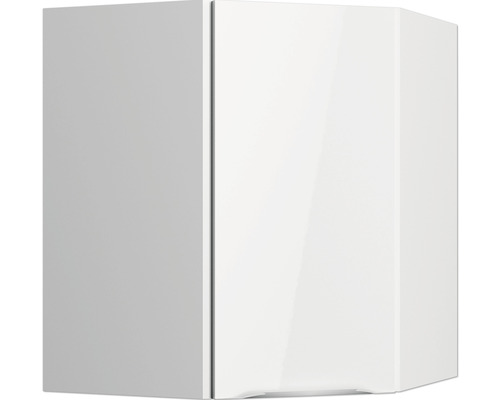 Meuble suspendu d'angle Optifit Arvid986 60 x 34,9 x 70,4 cm façade blanc brillant corps blanc