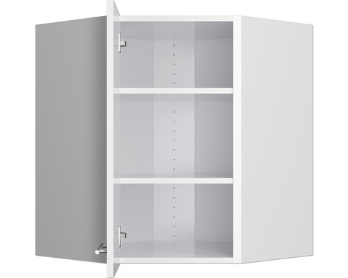 Élément haut d''angle ouvert blanc avec deux étagères