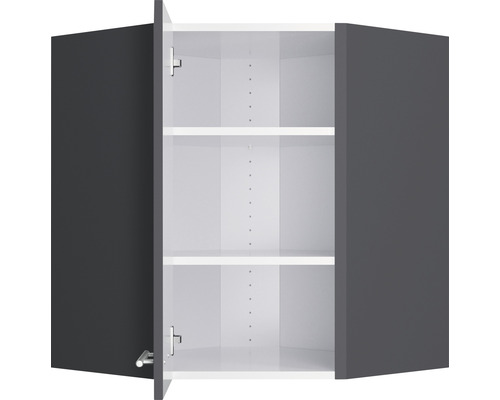 Armoire haute de cuisine ouverte avec étagères