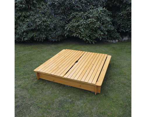 Holzsandkasten mit Deckel für den Garten