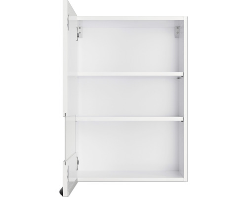 Armoire murale ouverte avec trois étagères de rangement