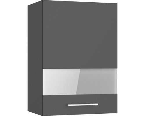 Armoire suspendue avec porte vitrée Optifit Ingvar420 50 x 34,9 x 70,4 cm façade anthracite mat corps gris