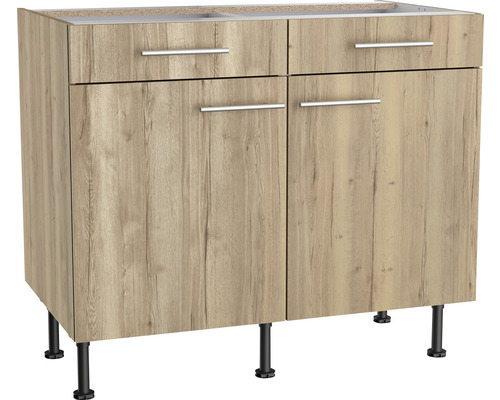 Meuble bas avec tiroir et porte pivotante Optifit Erik290 100 x 58,4 x 87 cm façade chêne sauvage structuré mat corps chêne sauvage