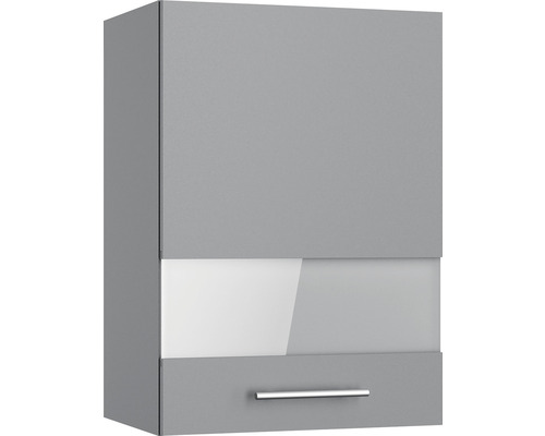 Armoire suspendue avec porte vitrée Optifit Mats825 50 x 34,9 x 70,4 cm façade gris basalte mat corps gris