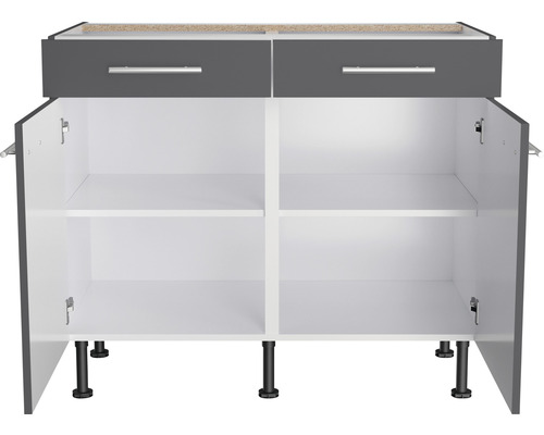 Küchenunterschrank mit zwei Schubladen, zwei Türen und zwei Einlegeböden