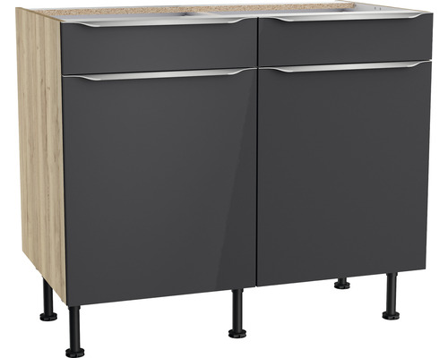 Optifit Unterschrank mit Schublade und Drehtür Linus984 BxTxH 100x58,4x87 cm anthrazit glänzend zerlegt