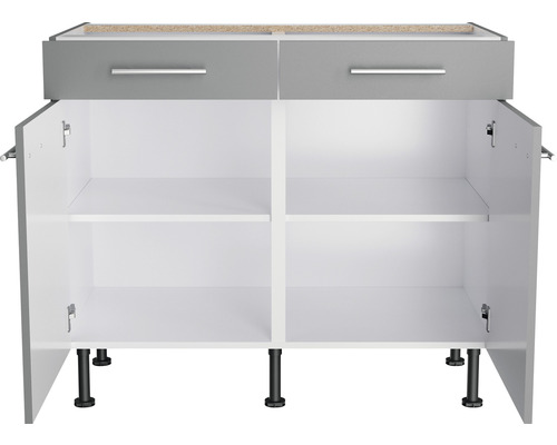 Küchenunterschrank mit zwei Schubladen, zwei Türen und Regalböden