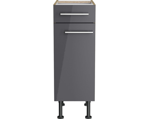 Meuble sous-lavabo brillant avec deux tiroirs et pieds