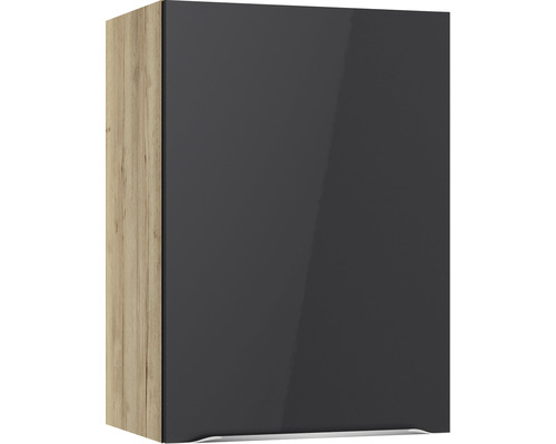 Optifit Hängeschrank Linus984 BxTxH 50 x 34,9 x 70,4 cm anthrazit glänzend zerlegt Anschlag reversibel KFLI OM506-8+ Hängeschrank mit matter Tür und Holzstruktur an der Seite