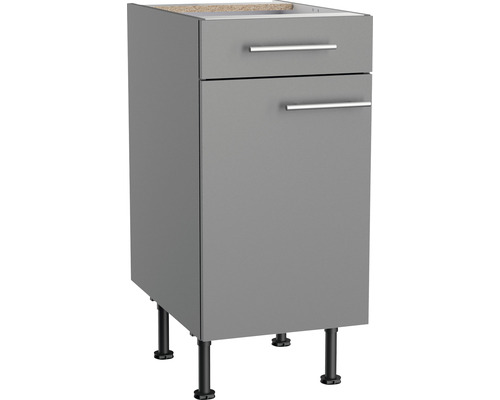 Optifit Unterschrank mit Schublade und Drehtür Mats825 BxTxH 40 x 58,4 x 87 cm basaltgrau matt zerlegt Anschlag reversibel KFMA U406-8E+ Unterschrank mit einer Schublade und einer Tür
