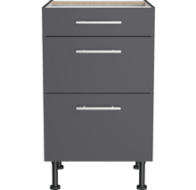 Meuble bas à tiroirs Optifit Ingvar420 50 x 58,4 x 87 cm façade anthracite mat corps gris-thumb-2