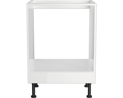 Weißer Küchenunterschrank mit schwarzen Füßen