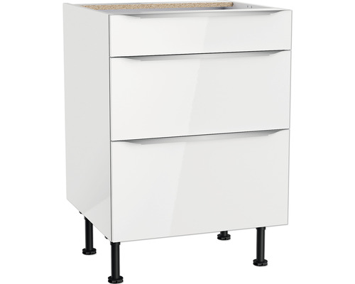 Optifit Schubladenunterschrank Arvid986 BxTxH 60 x 58,4 x 87 cm weiß glänzend zerlegt KFAV U636-8E+ Optifit Schubladenunterschrank Arvid986 BxTxH 60 x 58,4 x 87 cm weiß glänzend zerlegt KFAV U636-8E+
