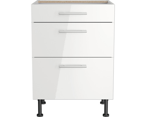 Waschbeckenunterschrank mit drei Schubladen und Füßen