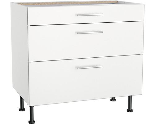 Meuble bas à tiroirs Optifit Bengt932 90 x 58,4 x 87 cm façade blanc mat corps blanc Meuble bas à tiroirs Optifit Bengt932 90 x 58,4 x 87 cm façade blanc mat corps blanc