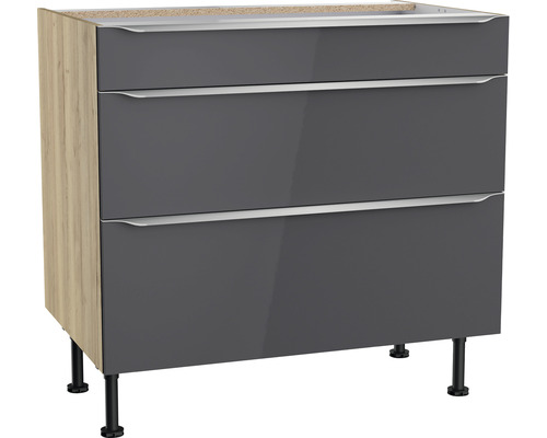 Optifit Schubladenunterschrank Linus984 BxTxH 90 x 58,4 x 87 cm anthrazit glänzend zerlegt KFLI U936-8E+ Optifit Schubladenunterschrank Linus984 BxTxH 90 x 58,4 x 87 cm anthrazit glänzend zerlegt KFLI U936-8E+