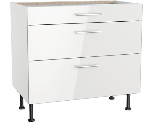 Optifit Schubladenunterschrank Rurik986 BxTxH 90 x 58,4 x 87 cm weiß glänzend zerlegt KFRU U936-8E+ Optifit Schubladenunterschrank Rurik986 BxTxH 90 x 58,4 x 87 cm weiß glänzend zerlegt KFRU U936-8E+