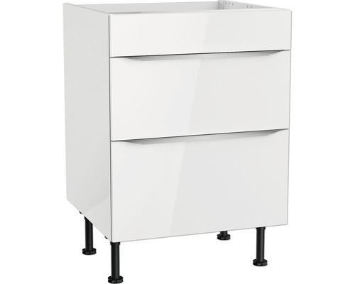 Meuble pour plaque de cuisson Optifit Arvid986 60 x 58,4 x 87 cm façade blanc brillant corps blanc