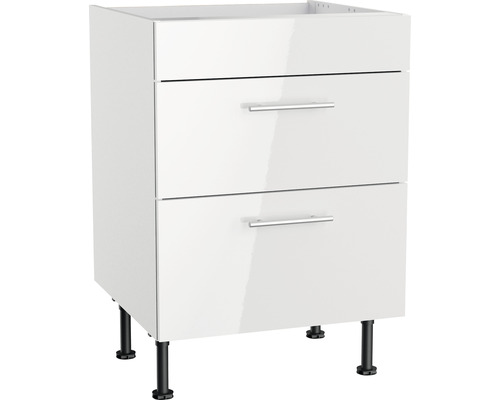 Meuble pour plaque de cuisson Optifit Rurik986 60 x 58,4 x 87 cm façade blanc brillant corps blanc