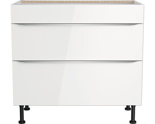 Waschbeckenunterschrank mit drei Schubladen und Füßen
