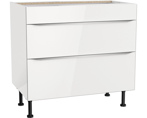 Meuble pour plaque de cuisson Optifit Arvid986 90 x 58,4 x 87 cm façade blanc brillant corps blanc