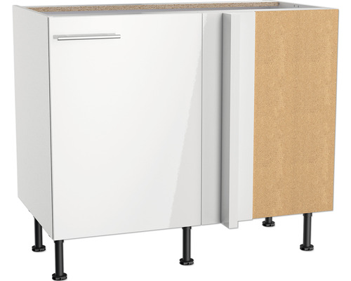 Optifit Eckunterschrank Rurik986 BxTxH 100x58,4x87 cm weiß glänzend zerlegt Anschlag reversibel (links oder rechts montierbar)