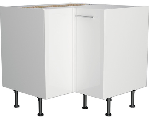 Meuble bas d''angle blanc avec porte et poignée