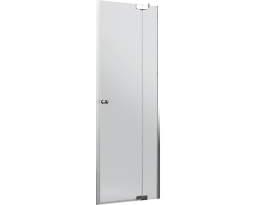 Porte de douche dans une niche Jungborn SETTE porte pivotante avec partie fixe à droite 90 cm couleur de profilé chrome verre transparent avec revêtement résistant à la saleté et poignée tampon