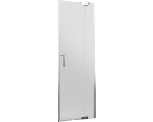 Porte de douche dans une niche Jungborn SETTE porte pivotante avec partie fixe à droite 80 cm couleur de profilé chrome verre transparent avec revêtement résistant à la saleté et poignée barre