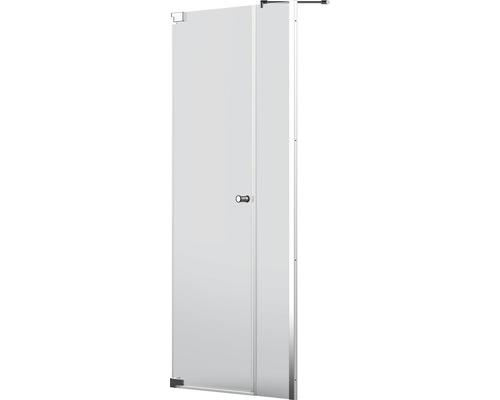 Porte de douche ouverte en verre avec poignée