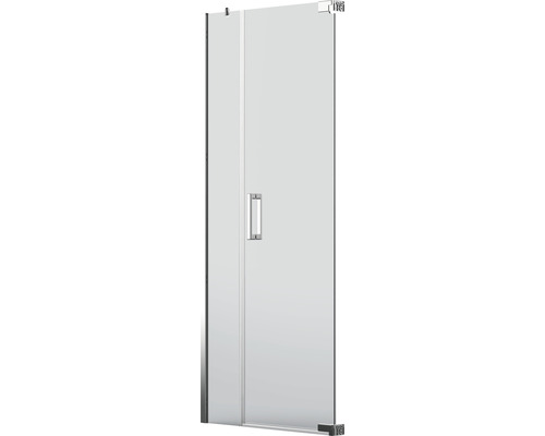 Porte de douche dans une niche Jungborn SETTE porte pivotante sur partie fixe tirant droit 100 cm couleur de profilé chrome verre transparent avec revêtement résistant à la saleté et poignée barre