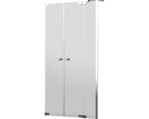 Paroi de douche en verre en deux parties avec poignées