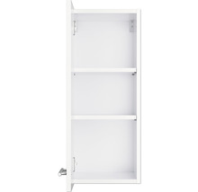 Offener, weißer Badezimmerschrank mit drei Regalböden