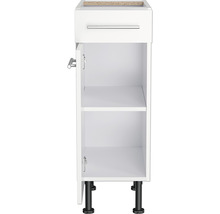 Weißer Unterschrank mit Schublade, Tür, Einlegeboden und Füßen für Badezimmer oder Küche