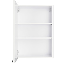 Offener weißer Badezimmerschrank mit drei Regalen