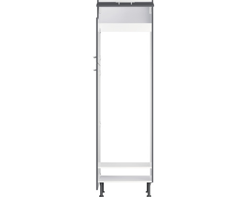 Meuble de cuisine avec porte ouverte et pieds