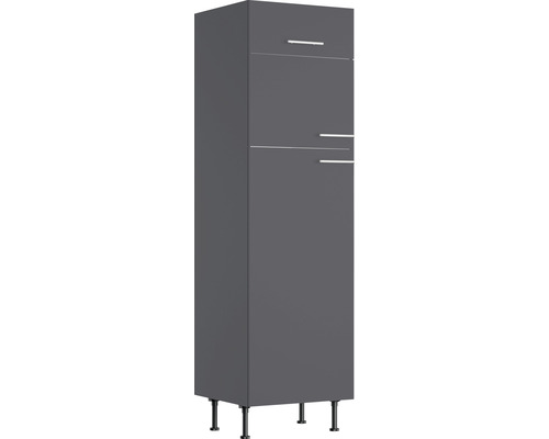 Meuble pour réfrigérateur encastrable 145 Optifit Ingvar420 60 x 58,4 x 211,8 cm façade anthracite mat corps gris