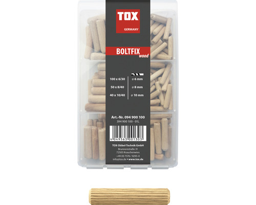 Boîte d'assortiment Tox Boltfix wood 190 pièces