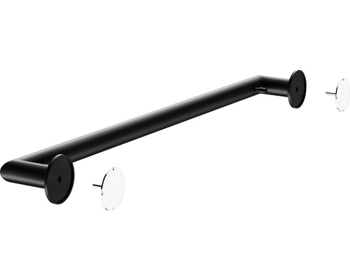 Schwarzer Haltegriff mit Montagematerial für das Badezimmer