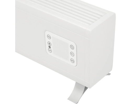 Vue détaillée d''un radiateur blanc avec panneau de commande numérique