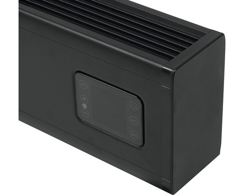 Gros plan d''un radiateur noir avec panneau de commande