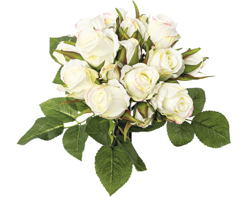 Plante artificielle bouquet de roses Ø 18 cm hauteur : 29 cm crème