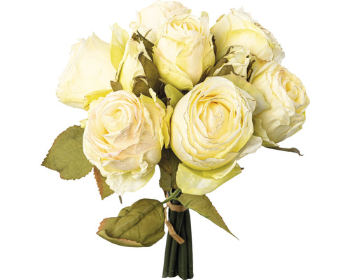 Plante artificielle bouquet de roses Ø 16 cm hauteur : 29 cm crème