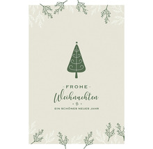 Grußkarte mit dem Text Frohe Weihnachten und einem Weihnachtsbaum