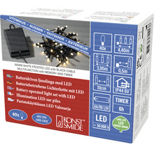 Emballage d''une guirlande lumineuse LED à piles avec LED blanc chaud et câble noir pour l''extérieur
