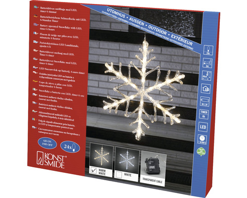 Konstsmide LED Schneeflocke für den Aussenbereich mit Timer, batteriebetrieben
