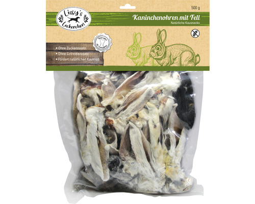 Friandises pour chien Lissy´s Oreilles de lapin avec fourrure 500 g friandises à mâcher