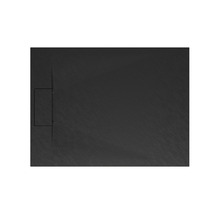 Schwarze Duschwanne mit Abfluss