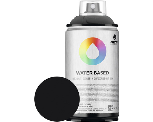 Peinture aérosol MTN Montana Water Based RV-9011 Carbon Black 300 ml