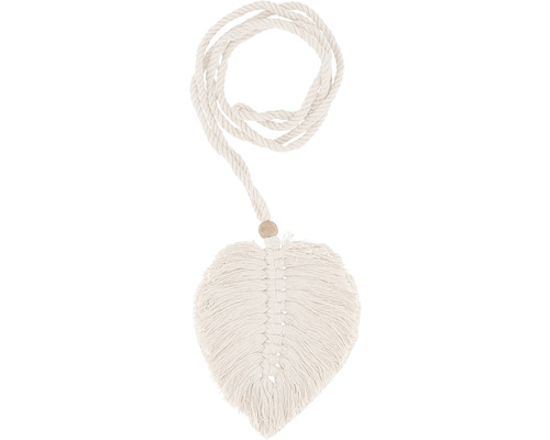 Décoration murale en macramé en forme de feuille avec suspension en corde